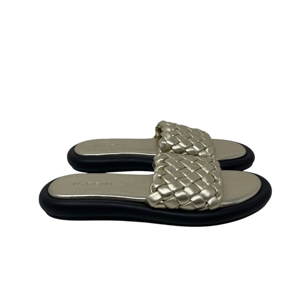 **NEW** M. Gemi Clio Metallic Gold Leather Weave Sandals - Slides - Size 40.5